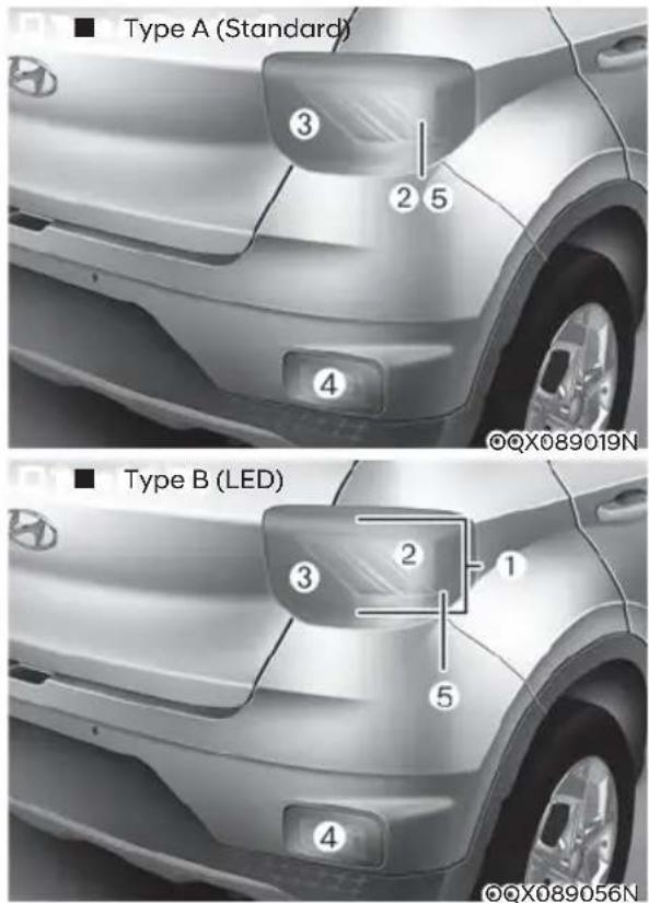 ■ Type A (Standard) ③ ② ⑤ ④ ●○○X089019N ■ Type B (LED) ③ ② ① ⑤ ④ ●○○X089056N