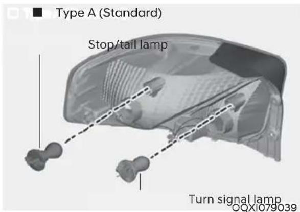 Type A (Standard) Stop/tail lamp Turn signal lamp OQX1079039