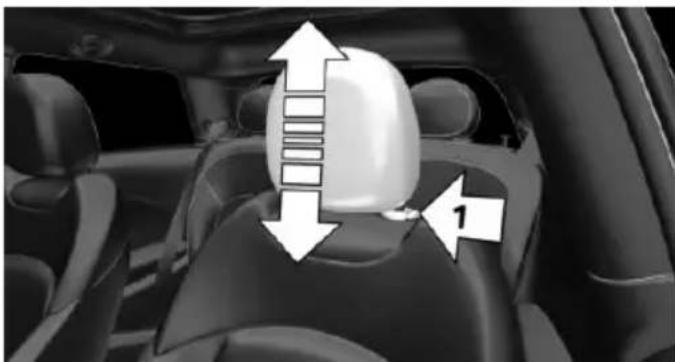 MINI Cooper SE Electric (2020) - Adjusting the head restraint - 1