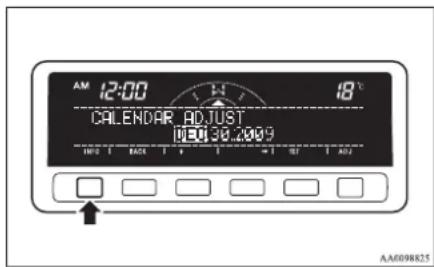 AM 12:00 18°C CALENDAR ADJUST 19/01/30/2009 ADD BACK F + T - T INT A U AA0098825