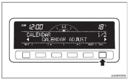 AM 12:00 18°C CALENDAR 1/2 CALENDAR ADJUST NO. 1 1= 1 +1 HUST 1 ADJ AA0995808
