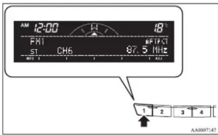 AM 12:00 H 18°C PMI NF/RT ST CH6 87.5 MHz BND 1 AU2 1 2 3 4 AA999747