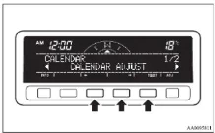 AM 12:00 H 18°C CALENDAR 1/2 CALENDAR ADJUST INT 1 T=1 T=1 MUST 1 AU AA005811