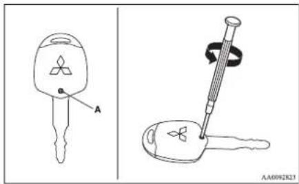 Technical diagram showing two types of car key designs with labeled parts and a magnified view of the tool's internal structure.