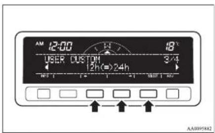 AM 12:00 18°C USER CUSTOM 3/4 12h(=)24h NO. 1 7 1 1 1 1 1 1 AA00958K2