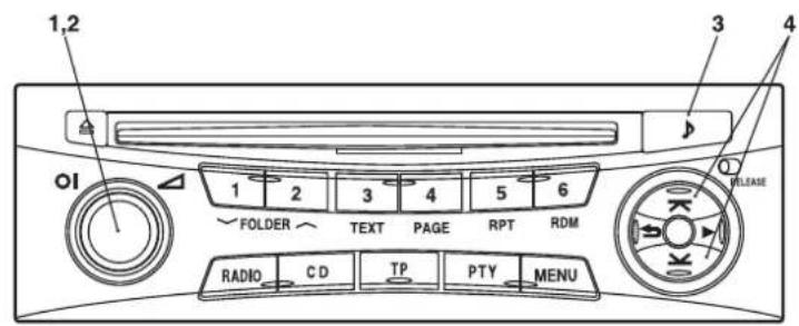 1,2 3 4 FOLDER TEXT PAGE RPT RDM RADIO CD TP PTY MENU PLEASE