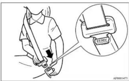 Diagram showing a person using a belt switch to adjust the seat, with an inset close-up highlighting the component.
