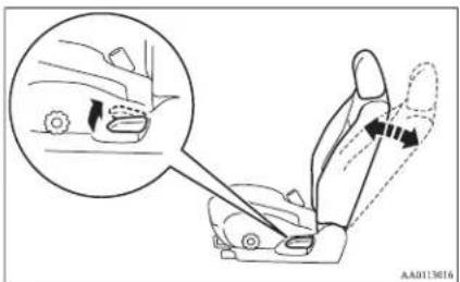 Diagram showing car seatbelt insertion with a magnified view of the wheel and key adjustment arrows