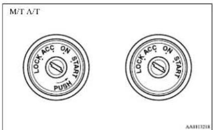 M/T A/T LOCK ACC ON START PUSH LOCK ACC ON UN'S AA011321K