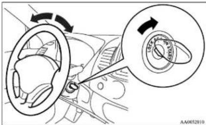 Diagram illustrating car steering wheel and gear assembly with labeled parts and directional arrow