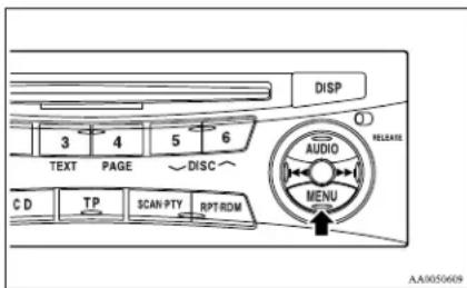 DISP 3 4 5 6 TEXT PAGE DISC C D TP SCAN PTY RPT RDM AUDIO MENU RELEASE AA0050609