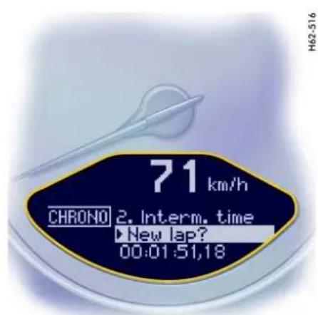 71 km/h CHRONO 2. Interm. time ► New lap? 00:01:51,18