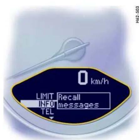 0 km/h LIMIT Recall INFO messages TEL