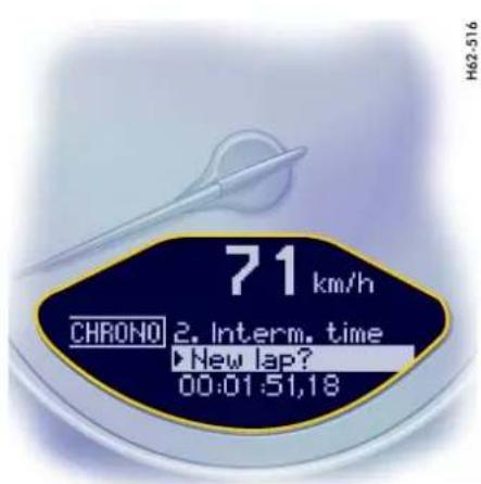 71 km/h CHRONO 2. Interm. time ► New lap? 00:01:51,18