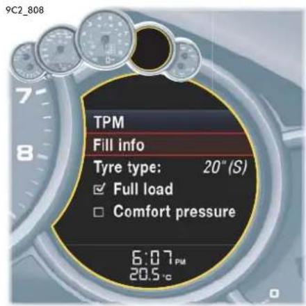 9C2_808 TPM Fill info Tyre type: 20" (S) ✓ Full load □ Comfort pressure 6:07 PM 20.5 °C