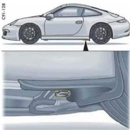 PORSCHE 911 Carrera (2013) - 使用提升平台、滚轮式千斤顶或标准千斤顶升起车辆 - 1