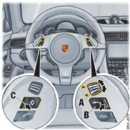 PORSCHE 911 Carrera (2013) - 未配备多功能方向盘的车辆的操作原理 - 1