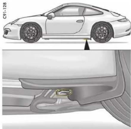 PORSCHE 911 Carrera (2016) - 使用举升平台、滚轮式千斤顶或标准千斤顶升起车辆 - 1