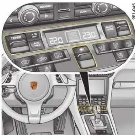 SOUND Air TEMP A/C OFF 22.0 23.0 AUTO EAD TEMP 9F1-045 A/C MAX Porsche