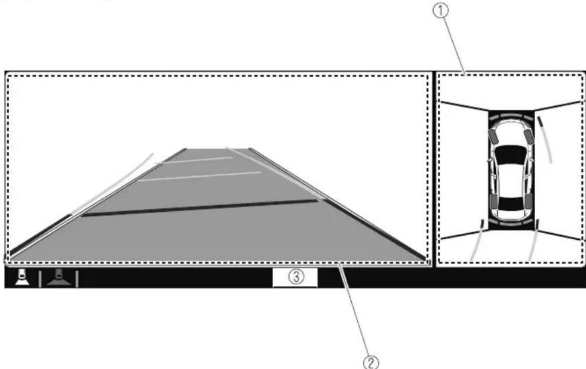 Diagram showing a parking garage with labeled parts and an inset view of the car interior.