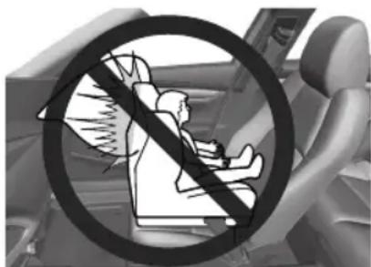 Warning sign with pictogram of person inside car seat, indicating no help or absence of asthma