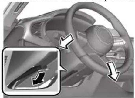 MAZDA 3 Hatchback (2021) - After adjusting the steering wheel position, make sure it is securely locked by trying to move it up and down: - 1