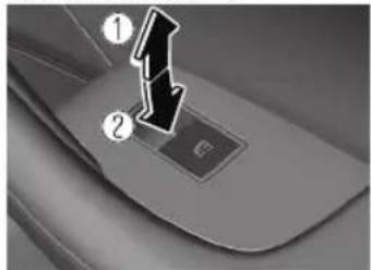 Diagram showing a car's seat with labeled buttons and a downward arrow indicator