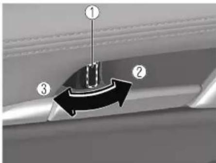 Diagram showing a mechanical component with numbered parts and directional arrows indicating motion or force.