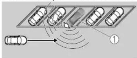 Diagram illustrating vehicle detection with a sensor and signal flow, labeled with number 1