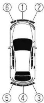 Diagram of a car with numbered parts for identification