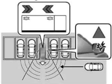 Diagram illustrating vehicle detection or navigation system with labeled components and directional arrows