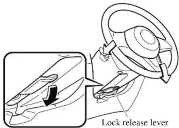 MAZDA CX-9 (2021) - After adjusting the steering wheel position, make sure it is securely locked by trying to move it up and down: - 1