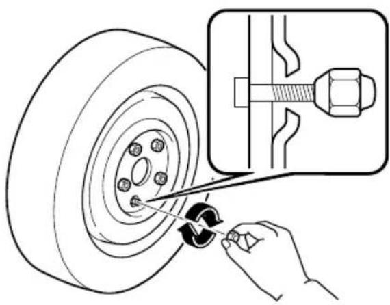 MAZDA CX-9 (2021) - Make sure the mounting surfaces of the wheel, hub and lug nuts are clean before changing or replacing tires: - 1