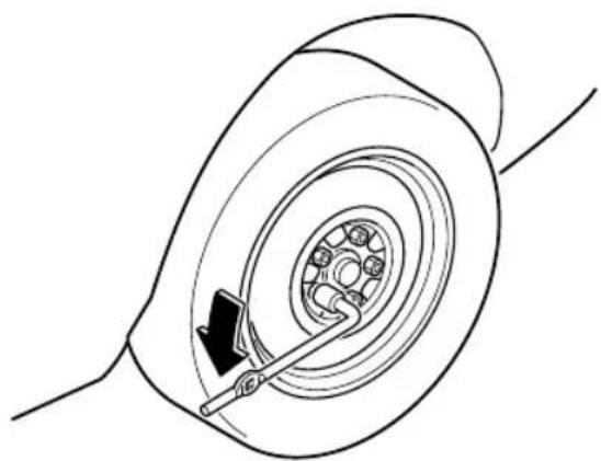 MAZDA CX-9 (2021) - When jacking-up a vehicle, always shift the selector lever to P, apply the parking brake, and place wheel blocks in the position diagonally opposed to the jack: - 1