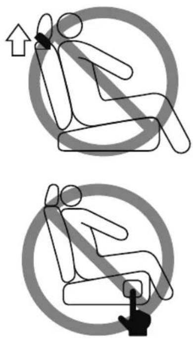 MAZDA CX-9 (2021) - Do not operate the lever on the side of the head restraint or press the switch on the side of the seat under the following conditions: - 1