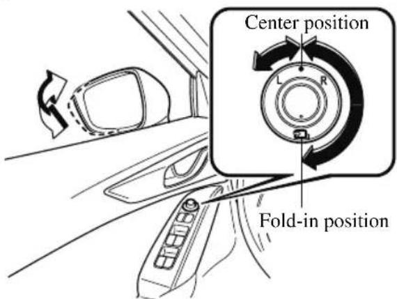 MAZDA CX-9 (2021) - Only operate the power folding outside mirror with the vehicle safely parked: - 1