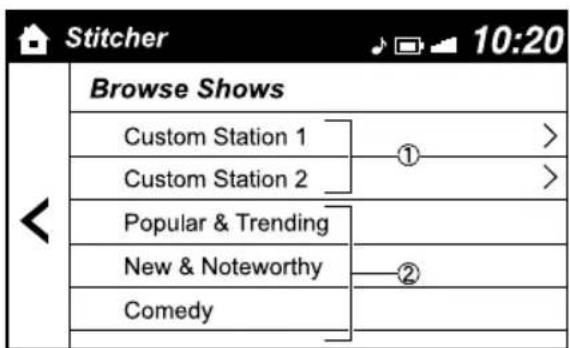 Stitcher 10:20 Browse Shows Custom Station 1 ① Custom Station 2 Popular & Trending New & Noteworthy Comedy