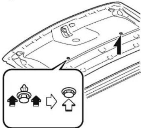 Diagram showing a car interior with directional arrows and a zoomed-in view of the dashboard controls.