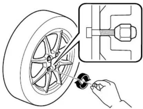 MAZDA MX-5 (2020) - Make sure the mounting surfaces of the wheel, hub and lug nuts are clean before changing or replacing tires: - 1