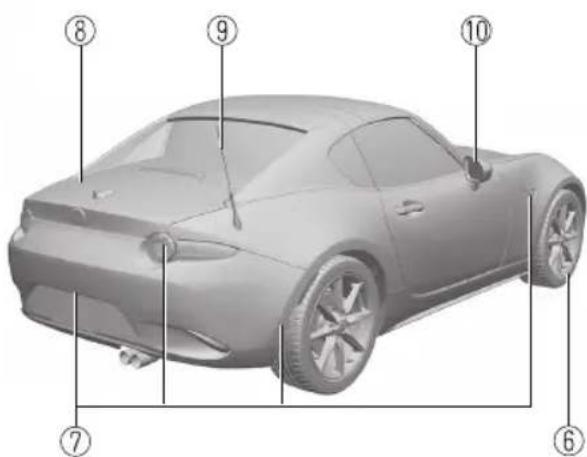 Technical diagram of a car with numbered parts labeled 6 to 10 for identification.