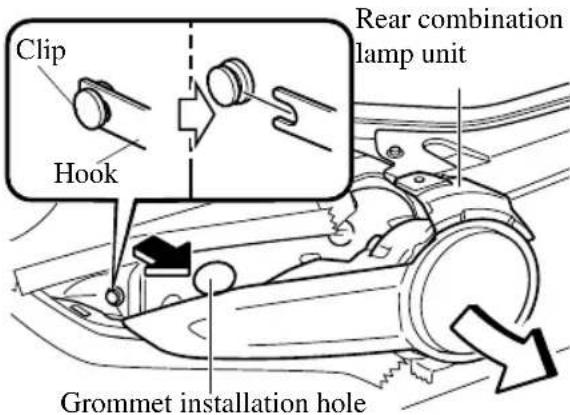 Clip Hook Rear combination lamp unit Grommet installation hole
