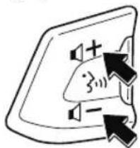 Diagram showing speaker icons with plus and minus signs, indicating sound or audio level