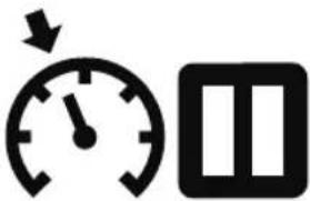 Icon showing a clock with an arrow and a segmented rectangle, suggesting time or status change.