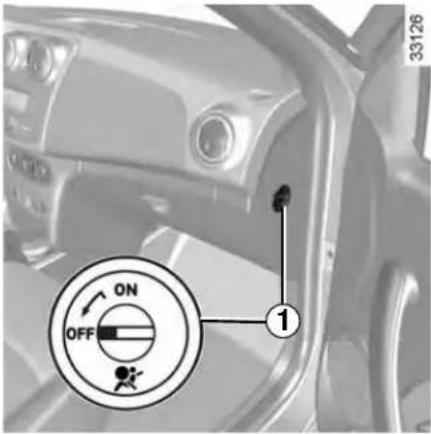DACIA Logan (2019) - CHILD SAFETY: deactivating/activating the front passenger air bag (1/3) - 1