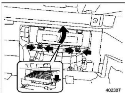 Technical diagram showing airflow or ventilation system with labeled components and directional arrows