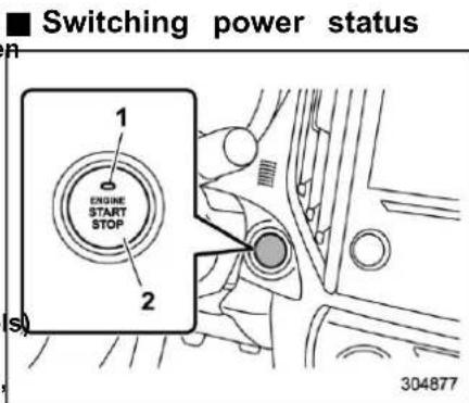 Switching power status 1 ENGINE START STOP 2 s) 304877