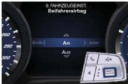 Maserati Quattroporte (2014) - Deaktivierung des Beifahrer-Airbags (falls vorgesehen) - 1