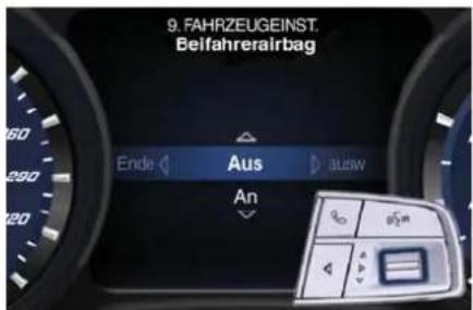 Maserati Quattroporte (2014) - Deaktivierung des Beifahrer-Airbags (falls vorgesehen) - 2