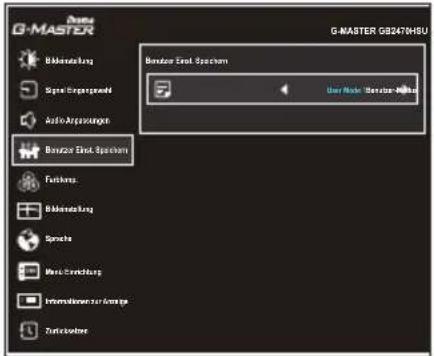 IIYAMA G-Master GB2470HSU - Benutzer Einst. Speichern Store User Setting - 1