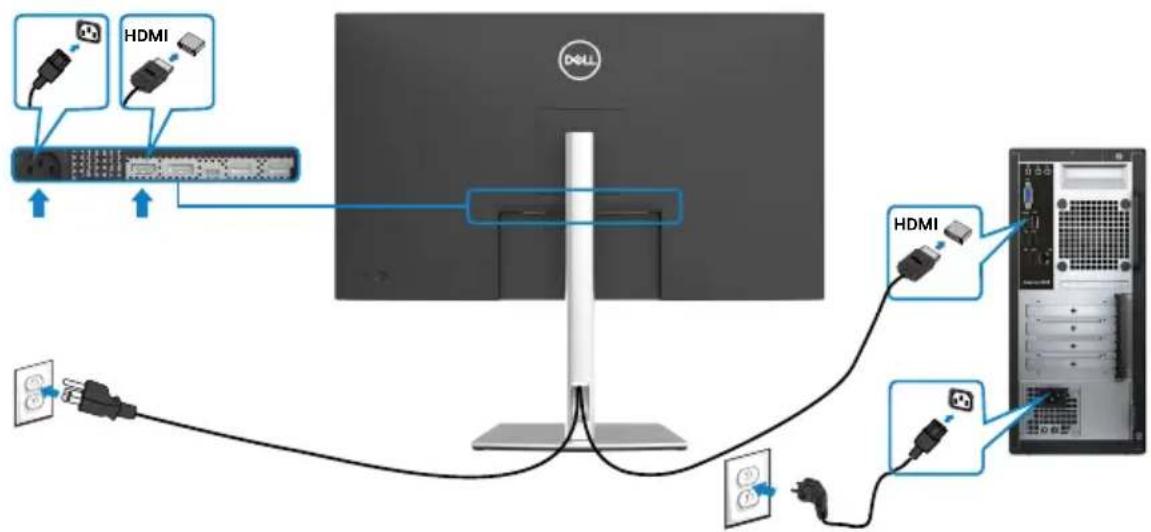 DELL P3221D - So verbinden Sie Ihren Monitor mit dem Computer: - 2